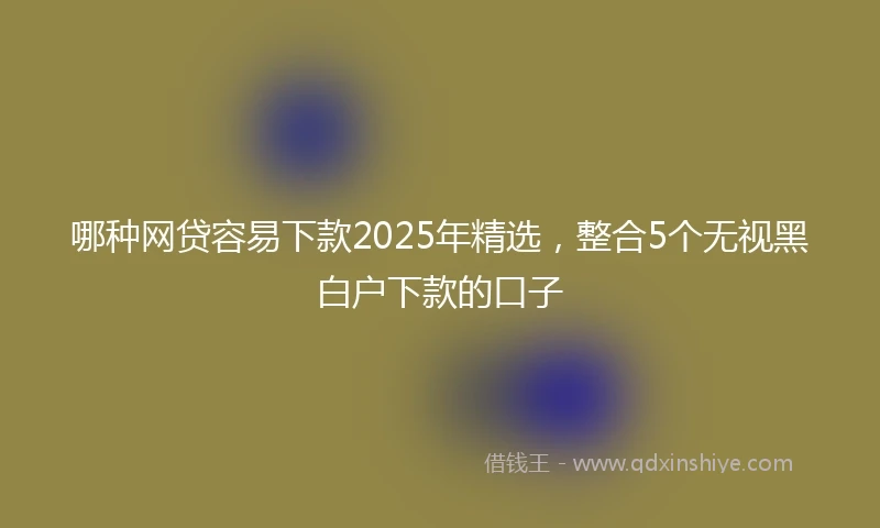 哪种网贷容易下款2025年精选，整合5个无视黑白户下款的口子