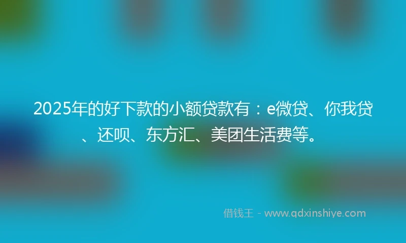 2025年的好下款的小额贷款有：e微贷、你我贷、还呗、东方汇、美团生活费等。