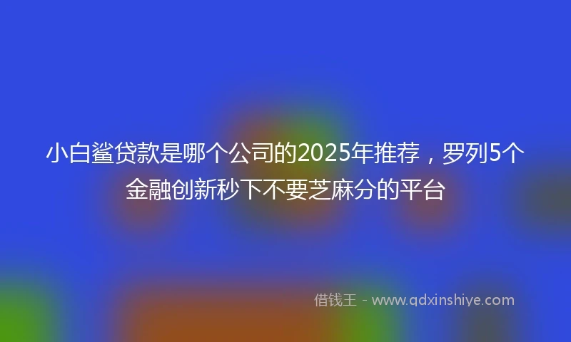 小白鲨贷款是哪个公司的2025年推荐，罗列5个金融创新秒下不要芝麻分的平台