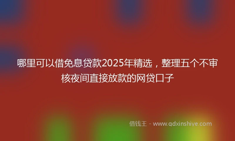 哪里可以借免息贷款2025年精选，整理五个不审核夜间直接放款的网贷口子