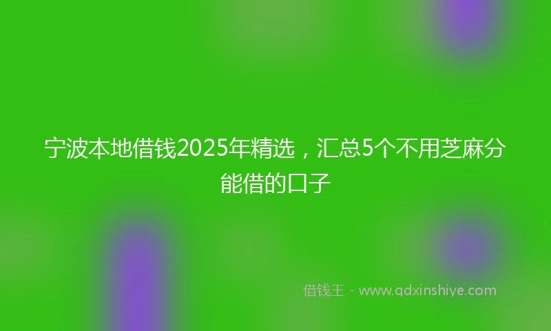宁波本地借钱2025年精选，汇总5个不用芝麻分能借的口子