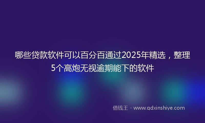 哪些贷款软件可以百分百通过2025年精选,整理5个高炮无视逾期能下的软件