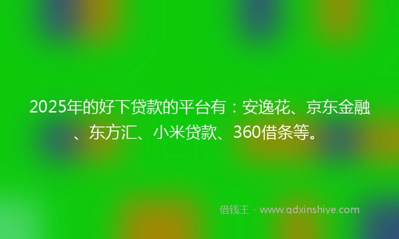 2025年的好下贷款的平台有：安逸花、京东金融、东方汇、小米贷款、360借条等。