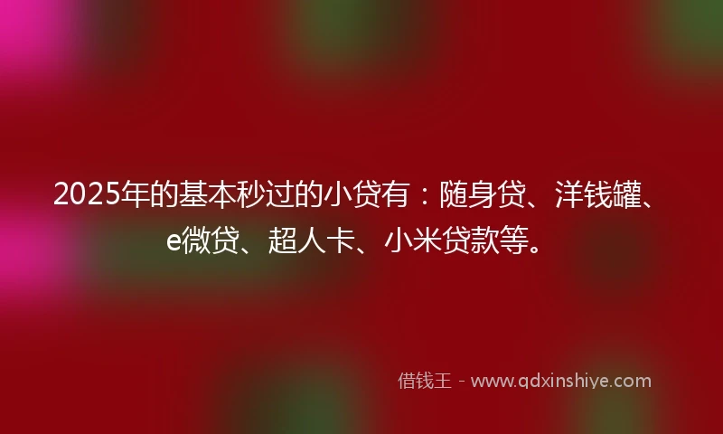 2025年的基本秒过的小贷有：随身贷、洋钱罐、e微贷、超人卡、小米贷款等。