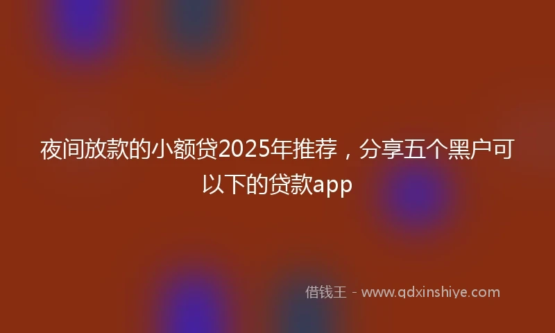 夜间放款的小额贷2025年推荐，分享五个黑户可以下的贷款app