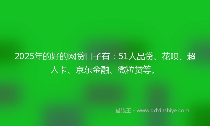 2025年的好的网贷口子有：51人品贷、花呗、超人卡、京东金融、微粒贷等。