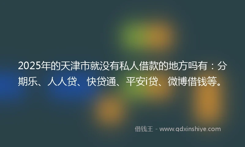 2025年的天津市就没有私人借款的地方吗有：分期乐、人人贷、快贷通、平安i贷、微博借钱等。