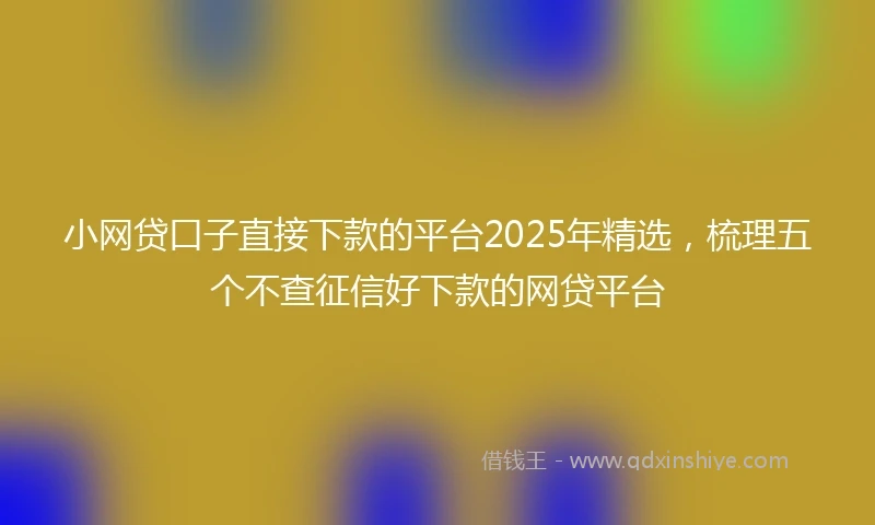 小网贷口子直接下款的平台2025年精选，梳理五个不查征信好下款的网贷平台
