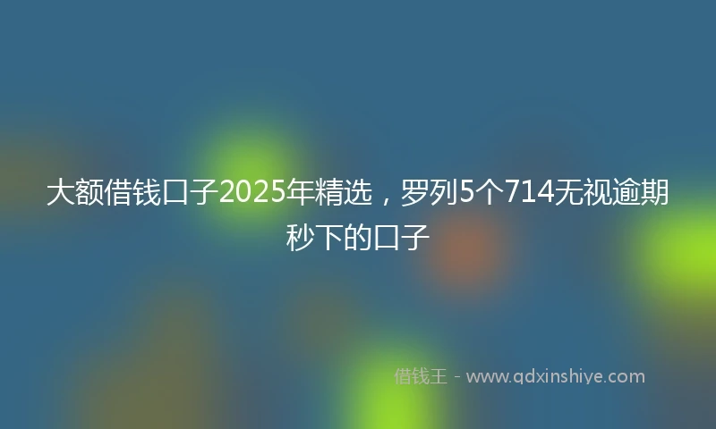 大额借钱口子2025年精选，罗列5个714无视逾期秒下的口子