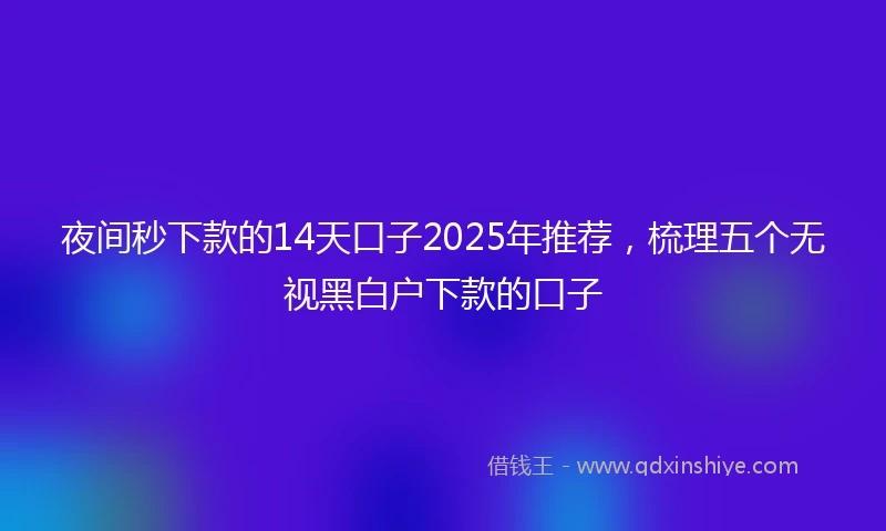 夜间秒下款的14天口子2025年推荐，梳理五个无视黑白户下款的口子