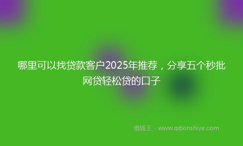 哪里可以找贷款客户2025年推荐，分享五个秒批网贷轻松贷的口子