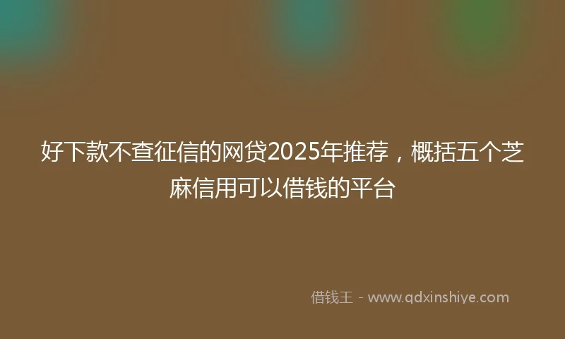 好下款不查征信的网贷2025年推荐，概括五个芝麻信用可以借钱的平台