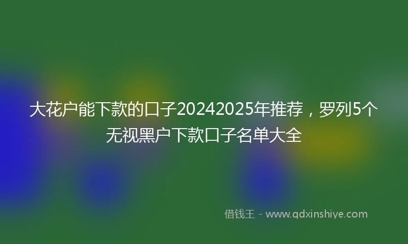 大花户能下款的口子20242025年推荐，罗列5个无视黑户下款口子名单大全