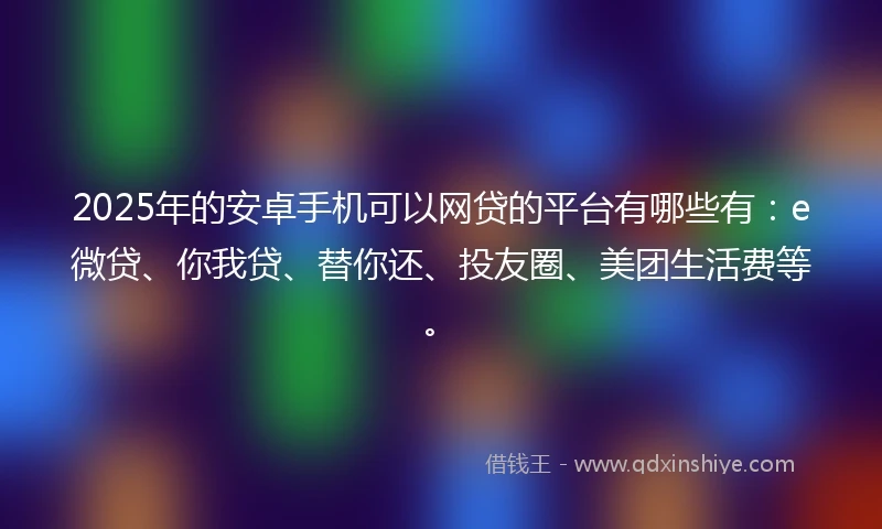 2025年的安卓手机可以网贷的平台有哪些有：e微贷、你我贷、替你还、投友圈、美团生活费等。