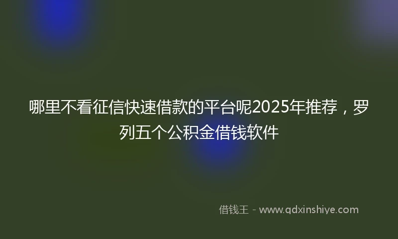 哪里不看征信快速借款的平台呢2025年推荐，罗列五个公积金借钱软件