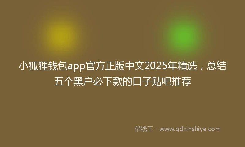小狐狸钱包app官方正版中文2025年精选，总结五个黑户必下款的口子贴吧推荐