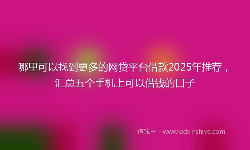哪里可以找到更多的网贷平台借款2025年推荐，汇总五个手机上可以借钱的口子