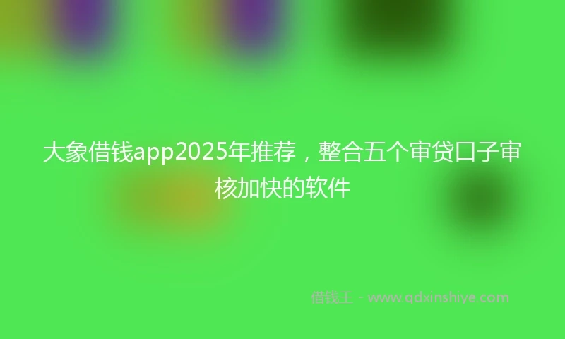 大象借钱app2025年推荐，整合五个审贷口子审核加快的软件