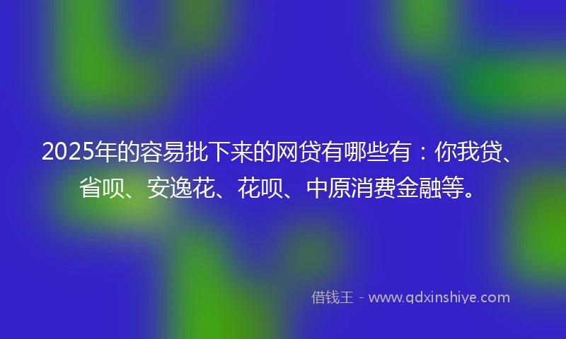 2025年的容易批下来的网贷有哪些有：你我贷、省呗、安逸花、花呗、中原消费金融等。