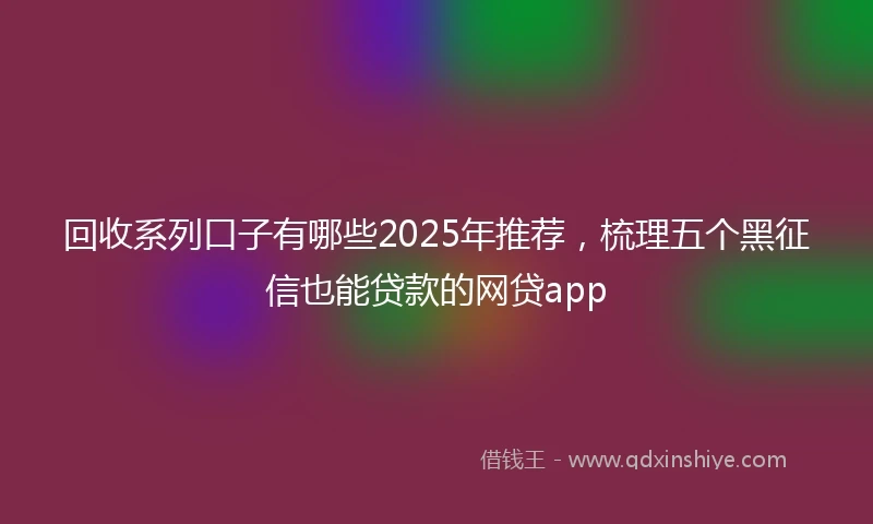 回收系列口子有哪些2025年推荐，梳理五个黑征信也能贷款的网贷app