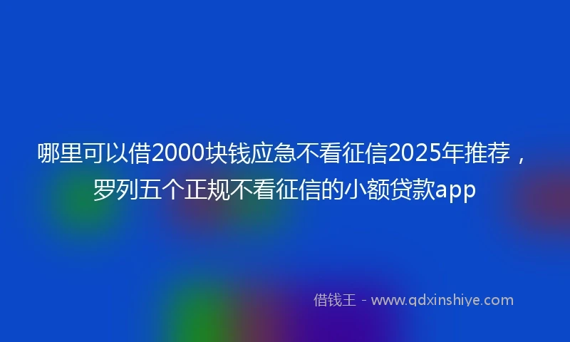 哪里可以借2000块钱应急不看征信2025年推荐，罗列五个正规不看征信的小额贷款app