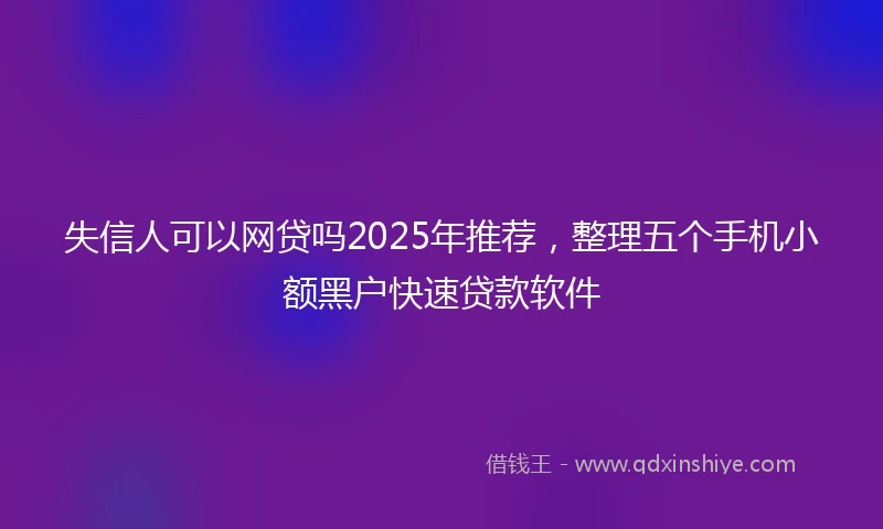 失信人可以网贷吗2025年推荐，整理五个手机小额黑户快速贷款软件