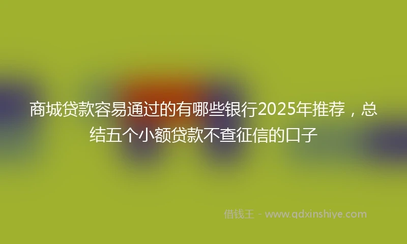 商城贷款容易通过的有哪些银行2025年推荐，总结五个小额贷款不查征信的口子