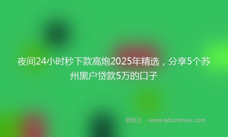 夜间24小时秒下款高炮2025年精选，分享5个苏州黑户贷款5万的口子