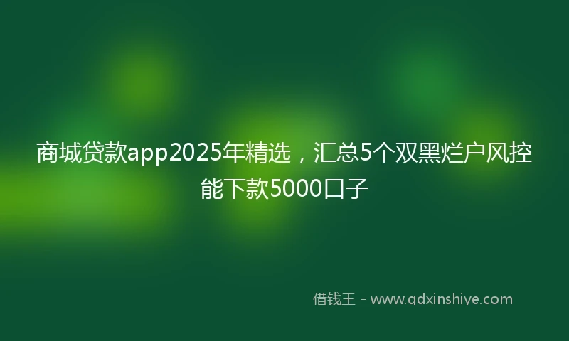 商城贷款app2025年精选，汇总5个双黑烂户风控能下款5000口子