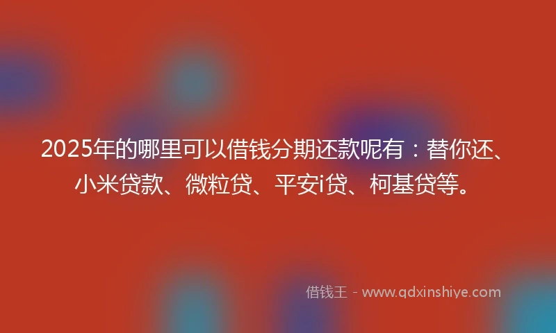 2025年的哪里可以借钱分期还款呢有：替你还、小米贷款、微粒贷、平安i贷、柯基贷等。