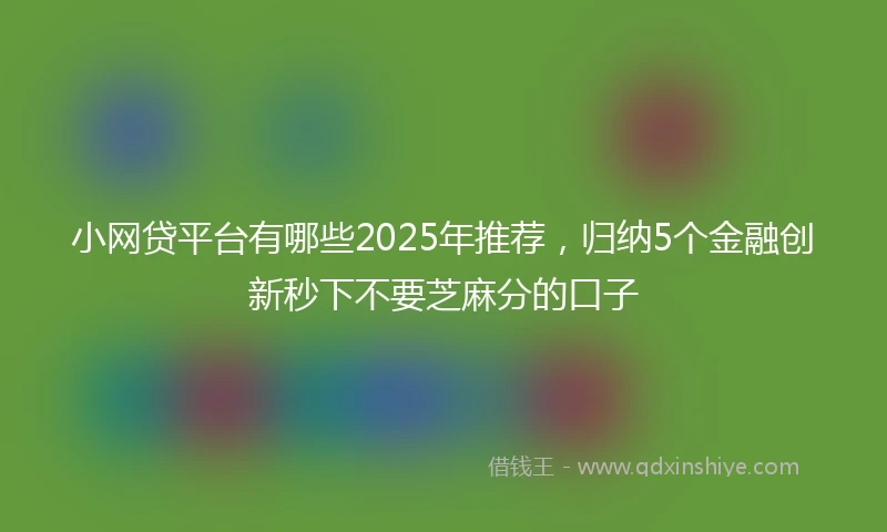 小网贷平台有哪些2025年推荐，归纳5个金融创新秒下不要芝麻分的口子