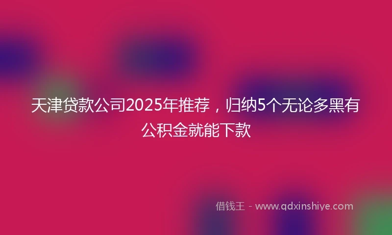 天津贷款公司2025年推荐，归纳5个无论多黑有公积金就能下款