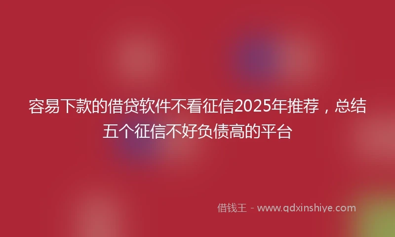 容易下款的借贷软件不看征信2025年推荐，总结五个征信不好负债高的平台