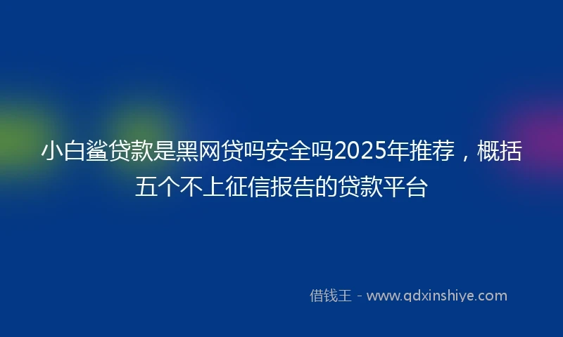 小白鲨贷款是黑网贷吗安全吗2025年推荐，概括五个不上征信报告的贷款平台