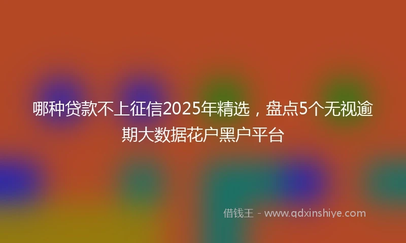 哪种贷款不上征信2025年精选，盘点5个无视逾期大数据花户黑户平台