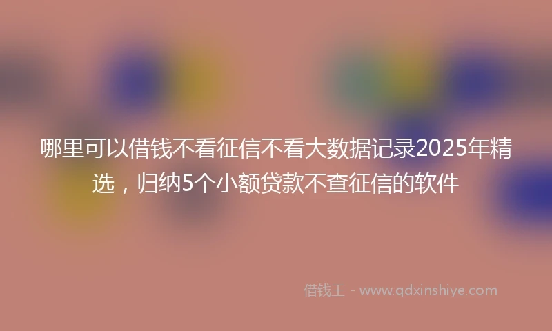 哪里可以借钱不看征信不看大数据记录2025年精选，归纳5个小额贷款不查征信的软件