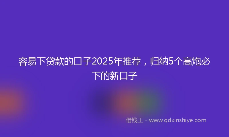 容易下贷款的口子2025年推荐，归纳5个高炮必下的新口子