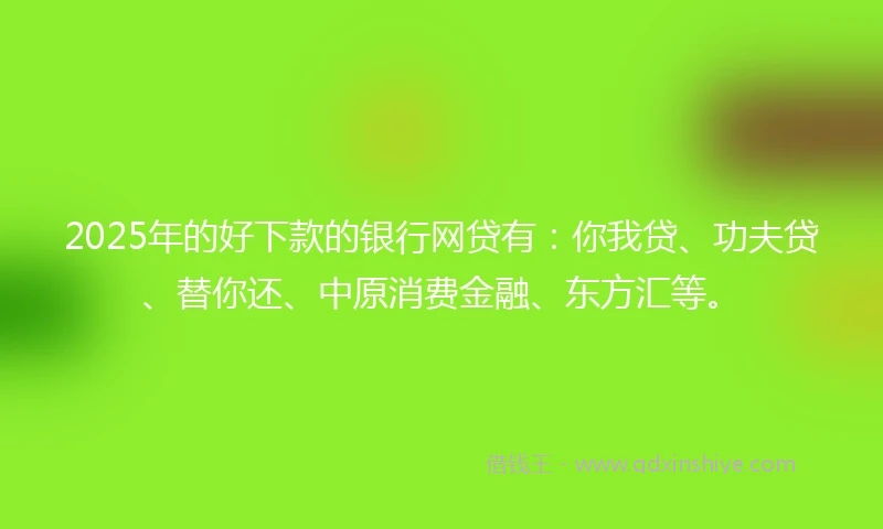 2025年的好下款的银行网贷有：你我贷、功夫贷、替你还、中原消费金融、东方汇等。