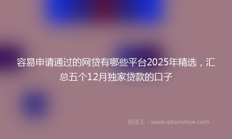 容易申请通过的网贷有哪些平台2025年精选，汇总五个12月独家贷款的口子