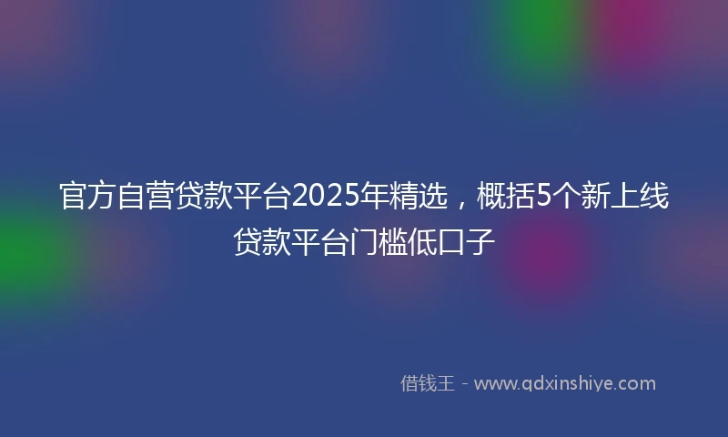官方自营贷款平台2025年精选，概括5个新上线贷款平台门槛低口子