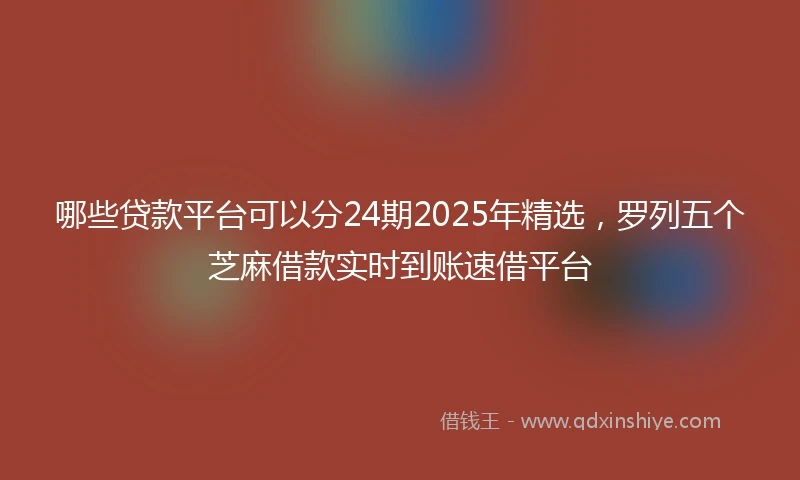 哪些贷款平台可以分24期2025年精选，罗列五个芝麻借款实时到账速借平台