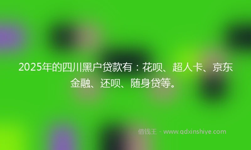 2025年的四川黑户贷款有：花呗、超人卡、京东金融、还呗、随身贷等。