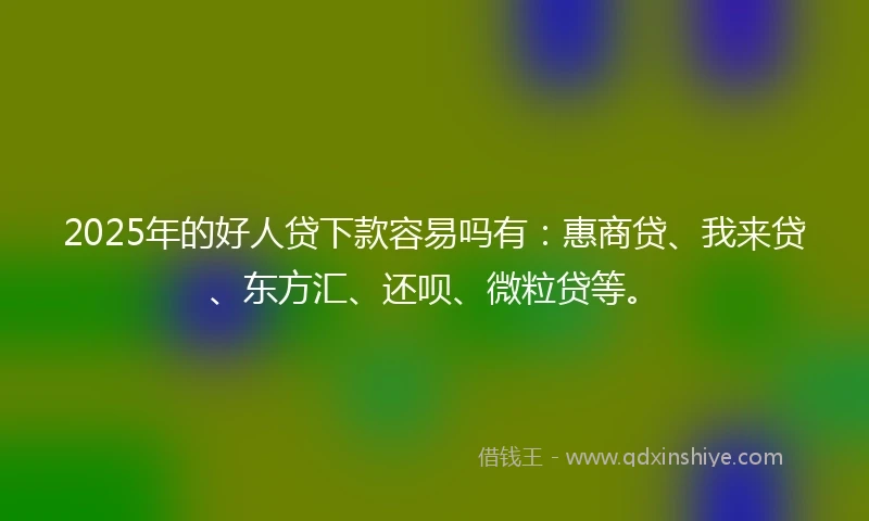 2025年的好人贷下款容易吗有：惠商贷、我来贷、东方汇、还呗、微粒贷等。