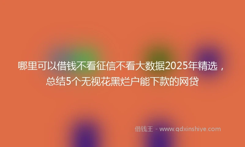 哪里可以借钱不看征信不看大数据2025年精选，总结5个无视花黑烂户能下款的网贷