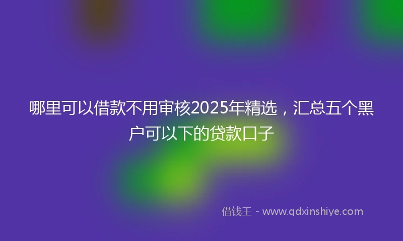 哪里可以借款不用审核2025年精选，汇总五个黑户可以下的贷款口子