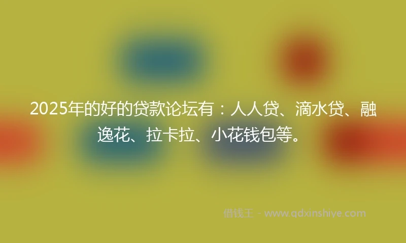 2025年的好的贷款论坛有：人人贷、滴水贷、融逸花、拉卡拉、小花钱包等。