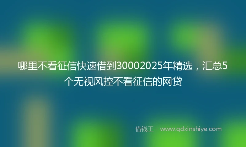 哪里不看征信快速借到30002025年精选，汇总5个无视风控不看征信的网贷