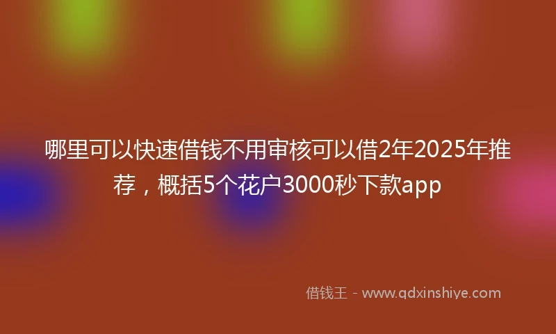 哪里可以快速借钱不用审核可以借2年2025年推荐，概括5个花户3000秒下款app