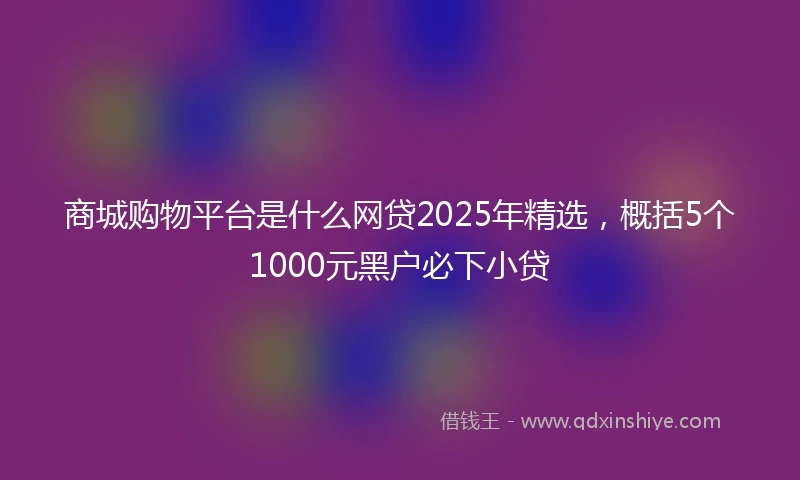 商城购物平台是什么网贷2025年精选，概括5个1000元黑户必下小贷