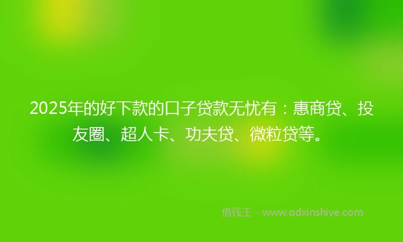 2025年的好下款的口子贷款无忧有：惠商贷、投友圈、超人卡、功夫贷、微粒贷等。